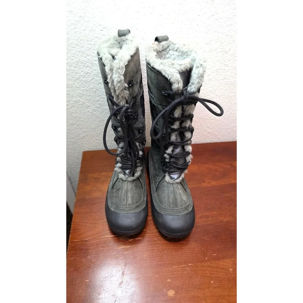 Columbia Women's Omni-Heat Quilted Winter Boots Size 6 Gray Faux Fur Lined Water